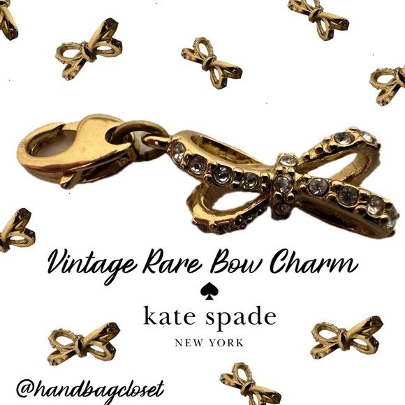 KATE SPADE 12 KT Gold Plated Vintage Charm (no Bracelet) Gold Crystal Bow Charm - Picture 1 of 5